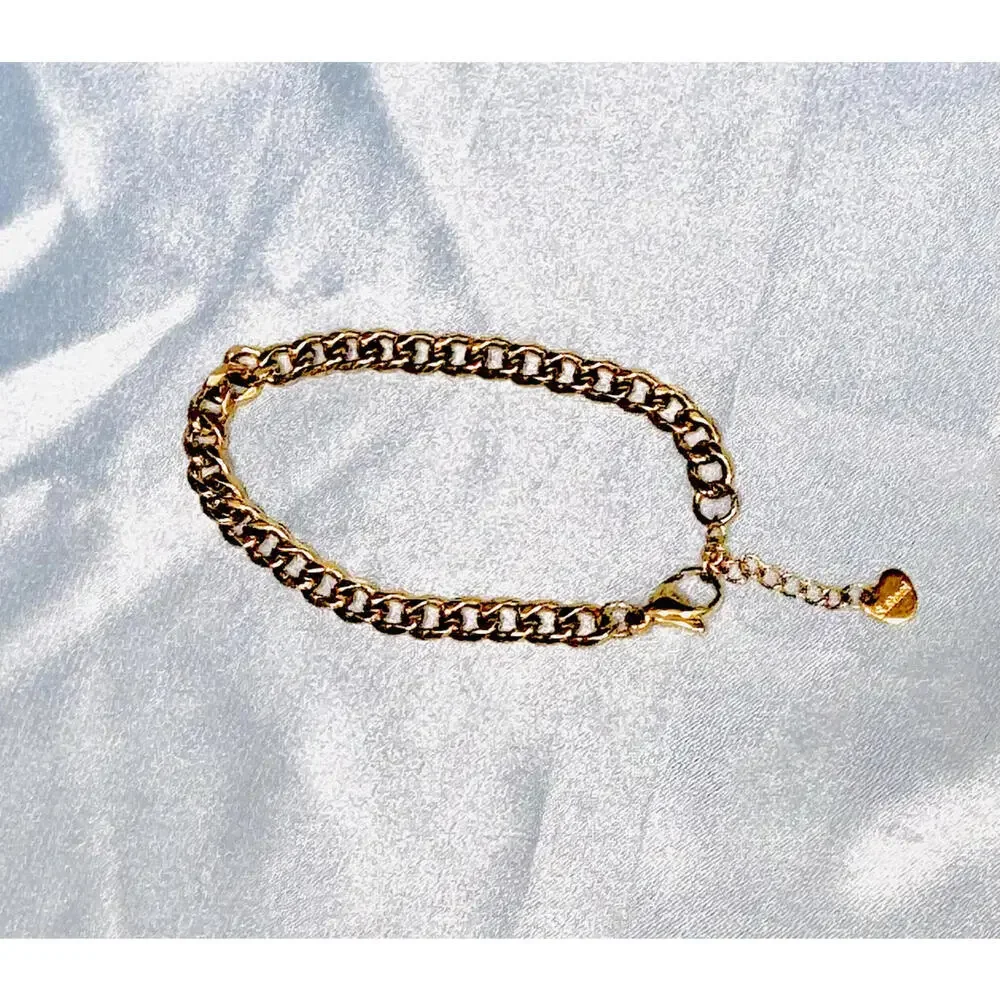 Gold Tone Over Stainless Steel Curb Link Bracelet